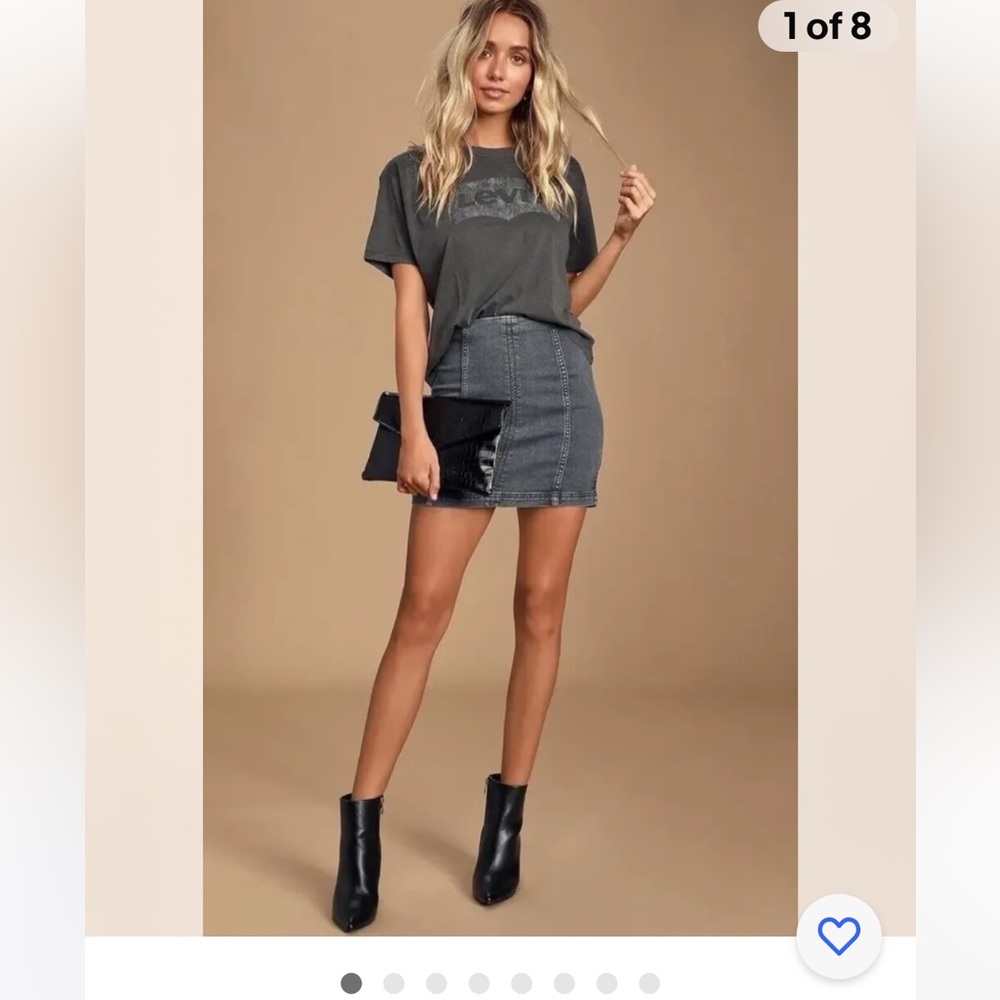 Free People Modern Femme Stretch Mini Denim Skirt Westminster Blue Jean - size 2 - Picture 6 of 7